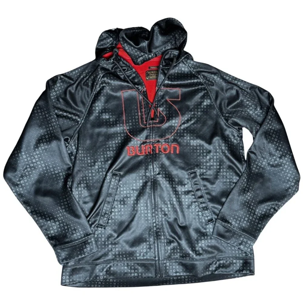 Burton MB Peak Mens Full Zip Hoodie Hooded XL Black Neon Orange Fleece Lined - Picture 11 of 11